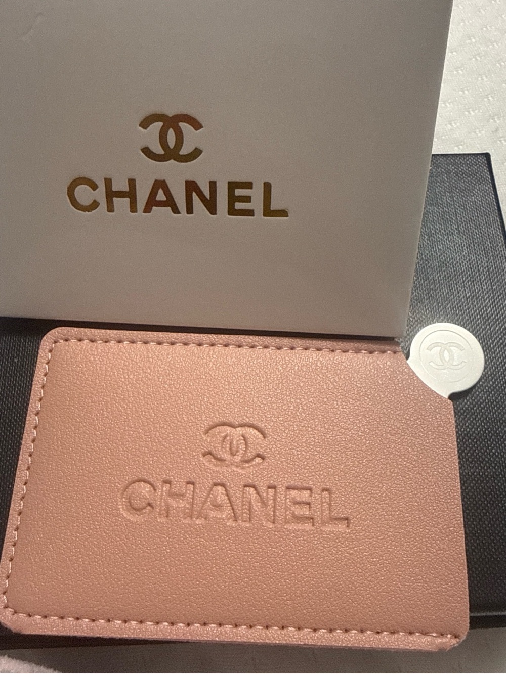 Authentic CHANEL Blush Pink Embossed Leather Sleeve